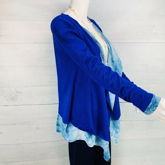 NEW Stitch Fix | Fate Cardigan Sweater Bright Blue Tie Dye Open Front Layer Sz S - Picture 6 of 10